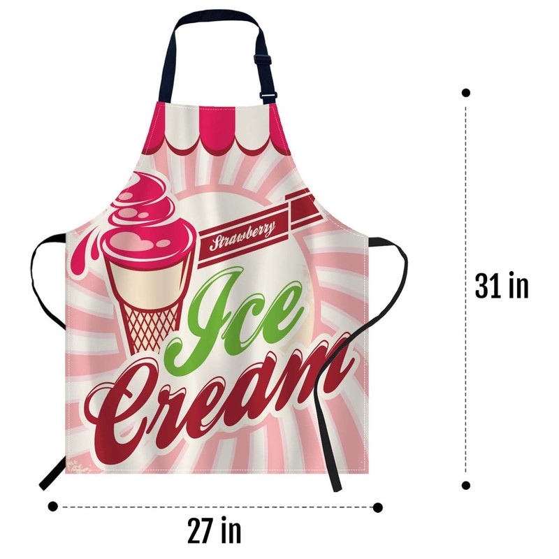 oFloral Ice Cream Apron Unisex Adjustable Bib Apron, Cooking Kitchen