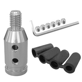 LHDOS Universal Car Gear Shift Knob Adapter, M10x1.5 Aluminum Alloy Gear Stick Connector Car Shifter Adapter, Gear Shift Adapter Shifter Knob Boot Retainer for Non-Threaded Manual Shifters (Silver)