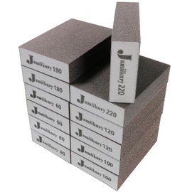 Jamiikury 12pcs Sanding Blocks Assortment Kit, Sponge Sand Block Washable and Reusable, Wet & Dry Sandpaper Block for Wood Metal Drywall and Furniture Paint - 60/80/100/120/180/220 Grit
