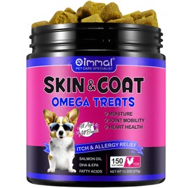 Natural Skin & Coat Chews for Dogs, Dog Vitamins and Supplements for Healthy Skin and Coat with Chicken Flavor, Itch Relief for Dogs with Allergies, Dog Vitamins and Supplements, Omega 3