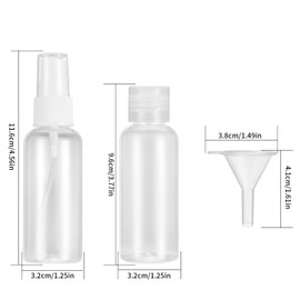 TVNYOUJIA Set of 12 Travel Bottles 50 ml Empty Plastic Cosmetic Travel Bottles Containers Transparent Air Travel Bottle with Funnels and Nozzles for Filling, Travel, transparent