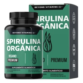 Beyond Vitamins | Spirulina Orgánica 100% Natural | Alga Espirulina en Cápsulas | VCaps Tecnología de Cápsulas Veganas (60 Caps)