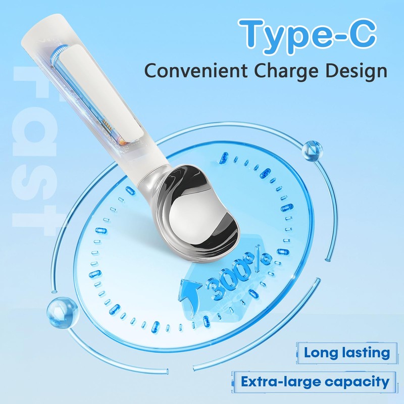 Electric Heated Ice Cream Scoop - Rechargeable Icecream Scoop with