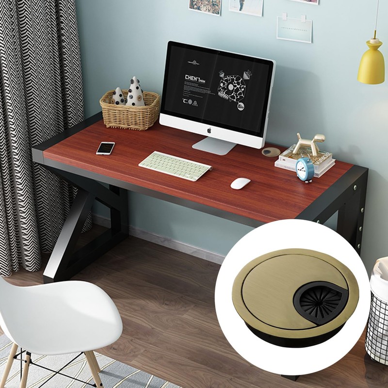 2-Pack 60mm Desk Grommet, Cable Management Plug for Office, Home