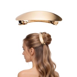 Oval Hair Barrette, Gold, 1 Pack