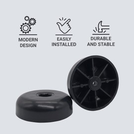 (Pack of 4 pcs) Black Furniture Legs, Height 15 mm, Round Ø 50 mm Furniture Feet, Material Plastic, Screws Included (4, Height 15 mm)