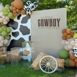 QIANGDAGSI A Little Cowboy is on The Way Baby Shower Decal for Party Decorations,Country Western Boy Baby Shower Sign,Cowboy or Rodeo Themed Shower Event Planner Decal (Cowboy Decal)