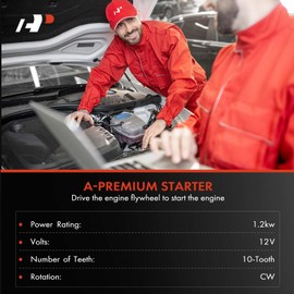 A-Premium Starter Motor Compatible with Hyundai Sonata 2015-2019, Santa Fe Sport 2017-2018, Tucson 2010-2015 & Kia Optima Sorento 2016-2020, 2.0L 2.4L, 12V 1.2 KW 10-Teeth Clockwise, Replace# MPA17053