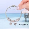 GNOCE Charm Bracelet With Safety Chain Stainless Steel Snake Chain