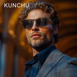 kunchu Polarized Sunglasses Men Women - UV400 Protection Sunglasses Men Women TR90 Ultralight Frame Black Retro Sport Polarized for Fishing, Fishing, Skiing Black/Blue
