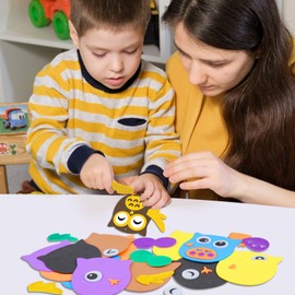 LAMEK 12 Owl Craft Sets for Children Autumn, Creative Sets for Craft,s Creative Crafts with Foam, Rubber Sticker Accessories, Craft Case Autumn Decoration for Autumn Time