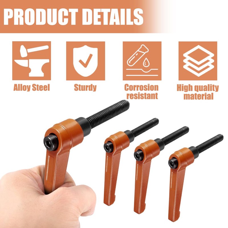 HONGECB Clamping Lever Handle, 4 Adjustable Mounting Handles, M8 Adjustable