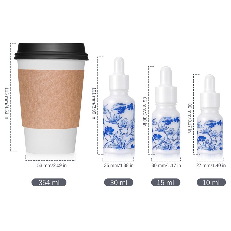 Newzoll 15mL/0.5oz Ceramic Eye Dropper Bottles Blue and White Porcelain