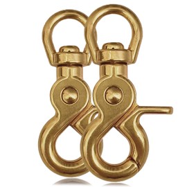 Ganzoo © Scissor Carabiner Hook with Swivel Joint / Swivel Head for Dog Lead / Collar Set of 2, Alloy Steel 61 mm Length, Also for Paracord 550 / Key Pendant, Colour: Gold