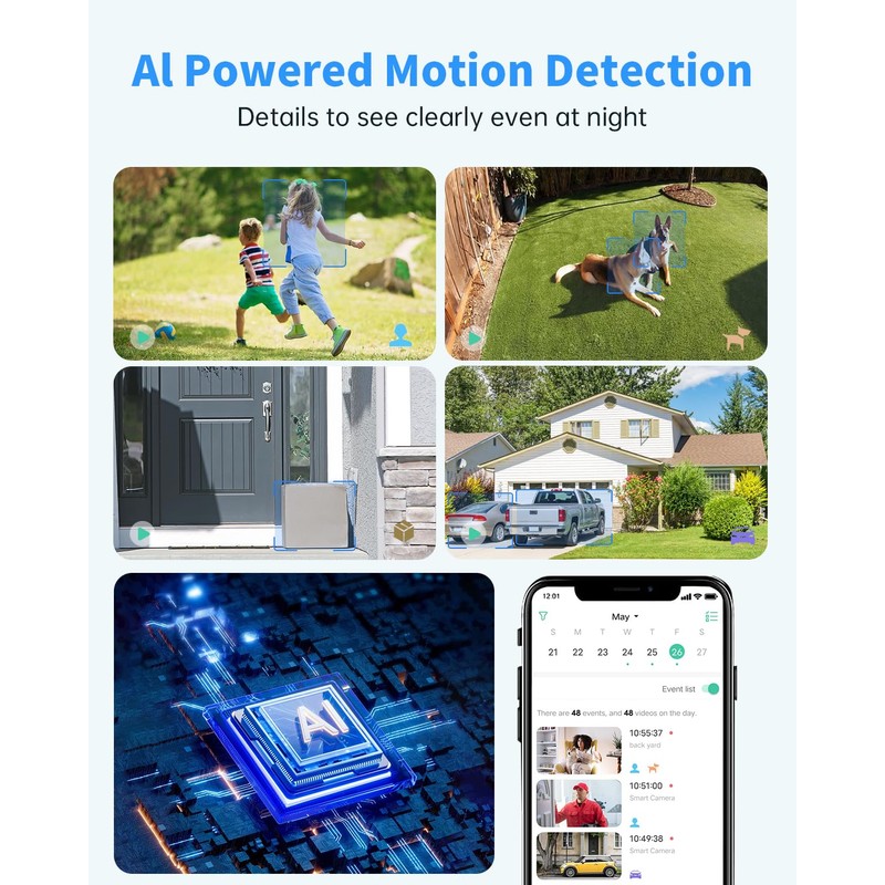 Security Cameras Wireless Outdoor, Solar Battery Powered 2k Color Night