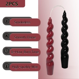 Taper Candles Spiral Candlesticks - 7 Inch Short Tapered Candle Twisted Candlesticks Smokeless Candle Stick for Holiday Wedding Party Dinner Table Decoration, Red & Blcak