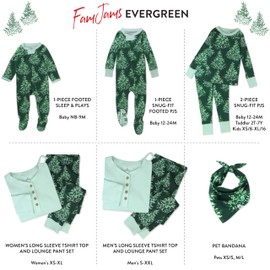 HonestBaby 1-Piece Family Matching Holiday Pajamas Organic Cotton for Men, Women, Kids, Toddlers, Baby Boys, Girls, Unisex Pets, Evergreen, 3-6 Months
