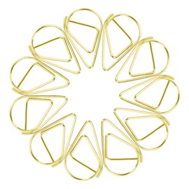 Paper Clips, 50 Pieces Durable Letter Clips, Water Drop Shape Paper Clips, Small Paper Clips, Heart Metal for Photo Paper Book Memo Card Poster and Letterhead Invitations 1.6 x 2.5 cm (Gold)