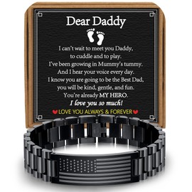 VULETO to My Daddy Bracelet Gifts from Son Daughter, Stainless Steel American Link Bracelet Fathers Day Christmas Jewelry Gifts for Dad Daddy Papa First Time Dad to be