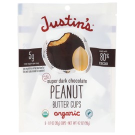 JUSTINS Organic Super Dark Chocolate Peanut Butter Cups, 4.2 OZ