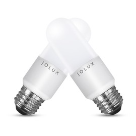 Jolux 2-Pack Dusk to Dawn LED Stick Outdoor Light Bulb,Auto On/Off,40W Equivalent for Enclosed Fixture LED Bulbs, Soft White (2700K), 650lm,Damp-Proof Rated, E26 Medium Base.