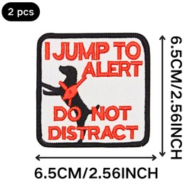 2 pcs I jump to alert Embroidered Patch with Hook and Loop Fastener Backing- Punk Style Tactical Crochet Appliques Suitable for Vests,Jackets, Backpacks,and Clothing