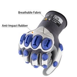 Graloky Safety Work Gloves Men Women, Impact Gloves with TPR Protection, Cut Resistant Gloves with Anti-Slip Nitrile Palm,Touch Screen Mechanic Heavy Duty Glove,Impact Resistant Glove for Construction