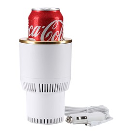PALTIER Car Cup Holder with Drink Cooler Smart Mug Warmer 2-in-1 Car Tumbler Holder (White with Gold)
