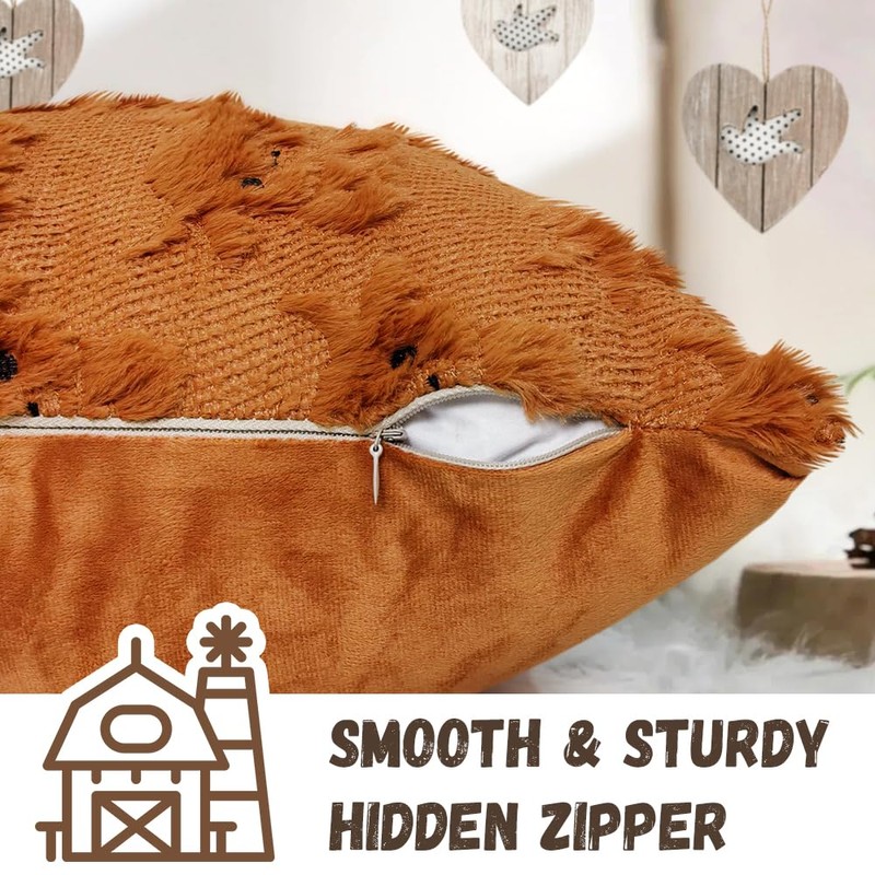 OECTVD Highland Cow Throw Pillow Covers 18x18 Set of 2