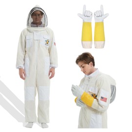 bee suits for men& Women sting proof, Apiarist Ultra Ventilated bee protective gear,3Layer Beekeepers Suit with Glove &Veil Hood &beekeeping supplies (M)