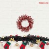 18 Inch Pre-lit Red Holly Berry Christmas Wreath for Front