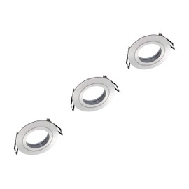 Oktaplex Set of 3 Recessed Spotlights Diameter 80 mm Aluminium Lyon 68 mm Installation Dimensions Flat Spot Round LED Module Compatible Ceiling Frame Silver