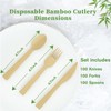 ECOLipak 300 Count Bamboo Cutlery Set, 100 Knives, Forks and