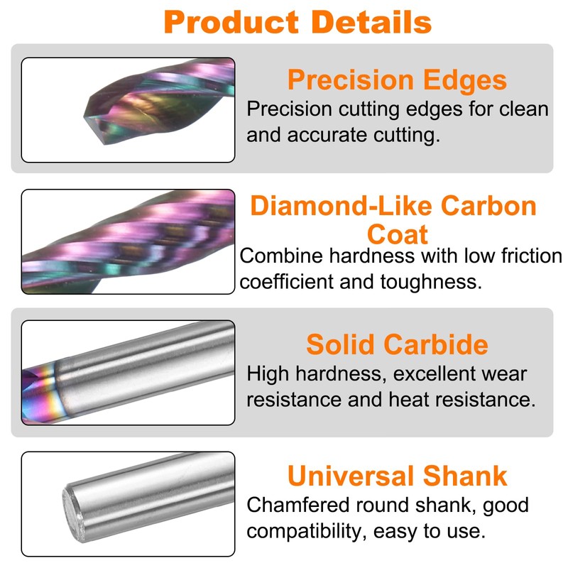 sourcing map Spiral Router Bit 1/8" Cut Dia 1/8" Shank