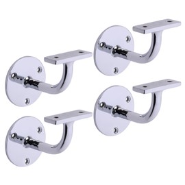 HANDLEZONE® 4 Pack Heavy Duty Handrail Bracket for Stair Bannister, Wood and Steel Handrail - Polished Chrome