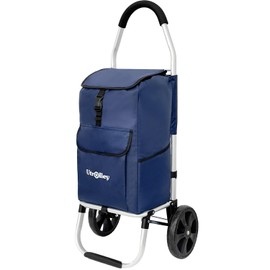 UTROLLEY Ultra-Lightweight Blue Foldable Shopping Cart for Groceries - Large 42L Capacity Soft Rolling Rubber Wheels, Removable Bag, Multi-Function Personal Hand Truck