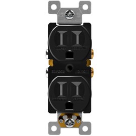 ENERLITES Tamper-Resistant Child Safe Duplex Receptacle Outlet, Residential Grade, 3-Wire, Self-Grounding, 2-Pole, 15A 125V, UL Listed, 61580-TR-BK, Black (10 Pack)