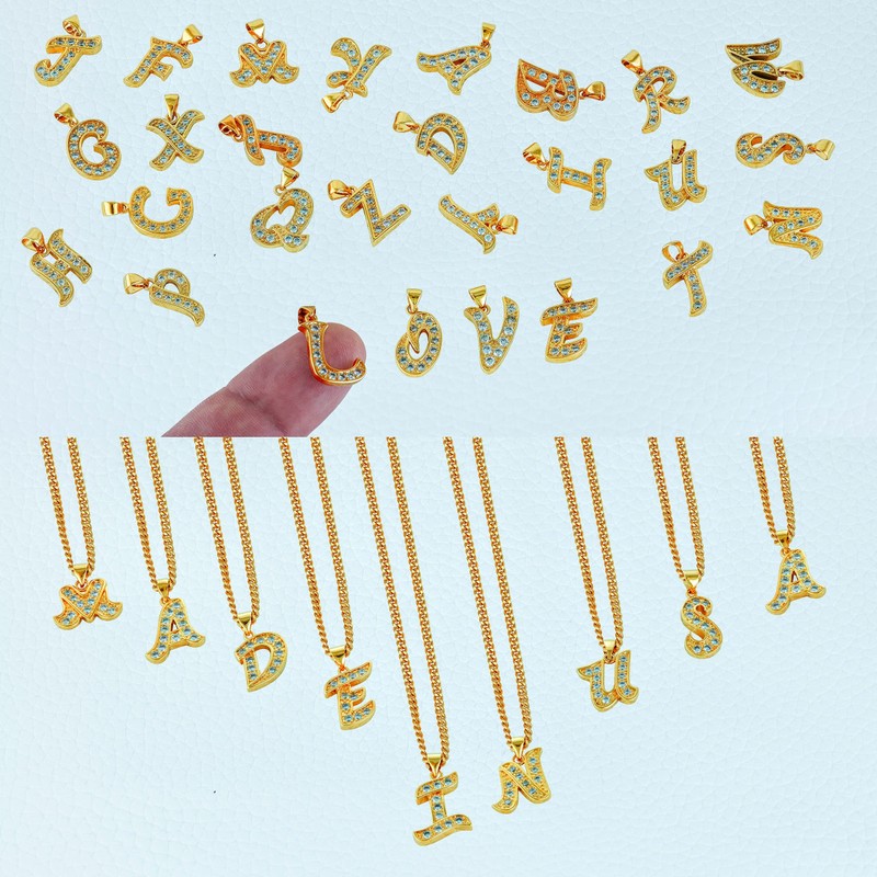 LIFETIME JEWELRY Small Initial Cubic Zirconia Letter Necklace Chain 24k