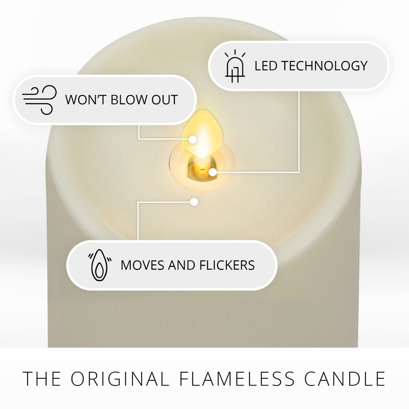 Luminara Outdoor Flameless LED Ivory Candle Melted Edge 3.75" x