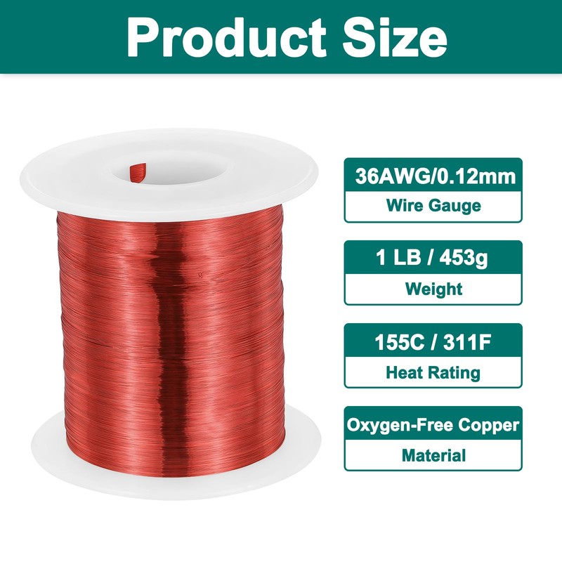 MECCANIXITY 36 AWG Magnet Wire, 36 Gauge Enameled Copper Wire,