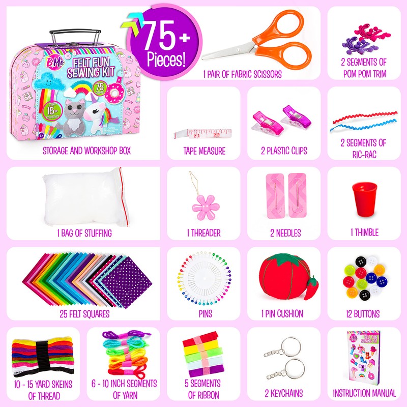 Creative Kids Felt Sewing Kit - Craft 15+ Characters -