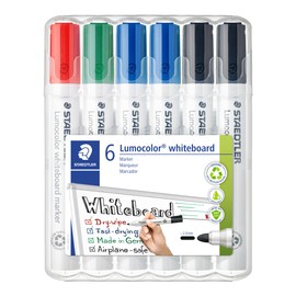Staedtler Lumocolor 351 Whiteboard Marker Bullet Tip Approx. 2 mm Line Width, Set Of 6 Markers, High Quality, Made In Germany, Can Be Wiped Dry And Residue-Free On Whiteboards, 351 WP6 x