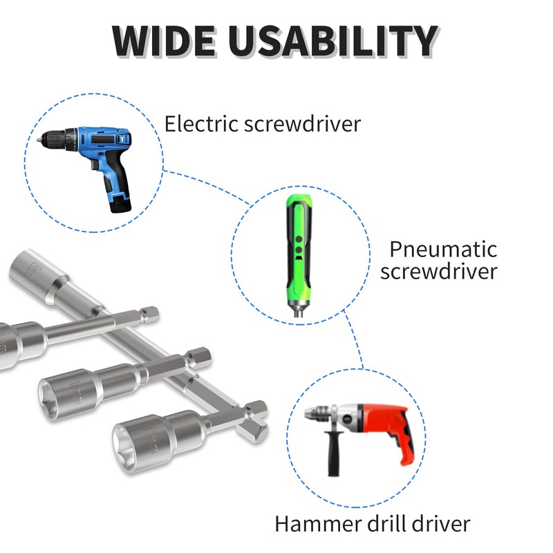 FOCKEAMS 10mm/0.39in×65mm Nut Setter Driver Drill Bit,Quick-Change,Impact Nut Driver Kit