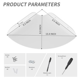 Sezanrpt 9.5x9.5 Inch Acrylic Corner Floating Shelf Set of 2, White Corner Wall Shelf for Home Décor, Speakers, Security Cameras, Toileries, Plants, Figures, Cosmetics, Books