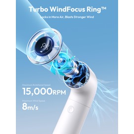 Aecooly Portable Handheld Fan, Powerful Turbo Mini Fan, 15000 RPM High Speed Aero, 8H Max Cooling Time, 4 Speeds Pocket Rechargeable Personal Small Travel GIfts for Women Men -White