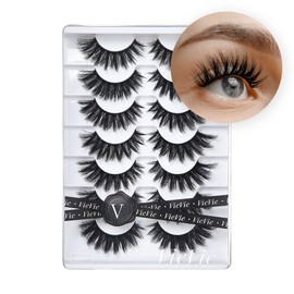 VieVie False Lashes Strip Fake Eyelashes Natural to Dramatic Look Faux Mink Eye Lash Lightweight Wispies 7 Pairs
