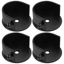 VGOL 4 x Black Curtain Pole with Flange Base and Adjustable Screw U Shaped Plug for 28mm Pole