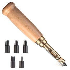 Leather Hole Punching Tool Belt Hole Puncher with 6 Tips Adjustable Wood Handle for Leather Belt, Bag, Wristband(Ø 1.5/2.0/2.5/3.0/3.5/4.0mm)