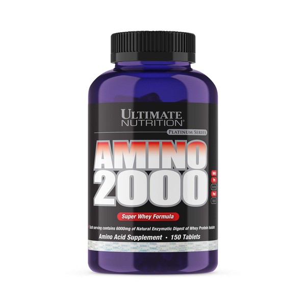Ultimate Nutrition Amino 2000 Tablets, Super Whey Formula, Amino Acid Supplements with L-Leucine, L-Isoleucine, and L-Valine, 2000mg, 150 Tablets