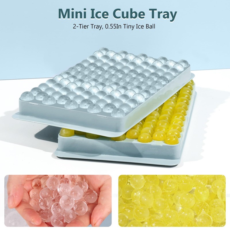 WIBIMEN Mini Ice Cube Trays, Small Tiny Round Pebble Crushed